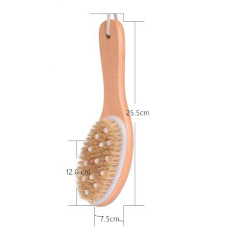 Body Brush Scrub Wood Back Shower Exfoliator Scrubber Dry Skin for