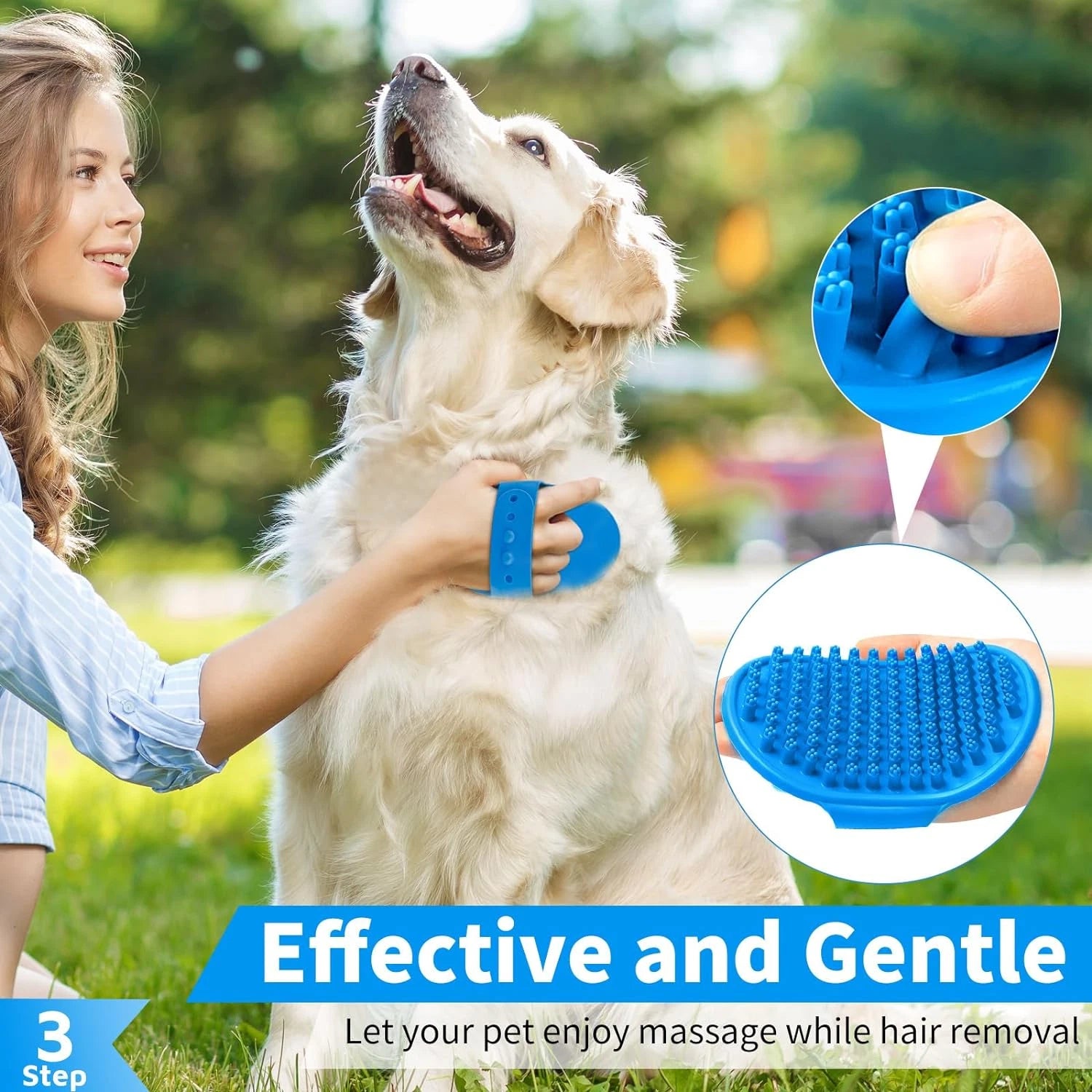 6PCS Dog Bath Brush & Dog Toothbrush | Adjustable Handle Shampoo Brush & Scrubbe