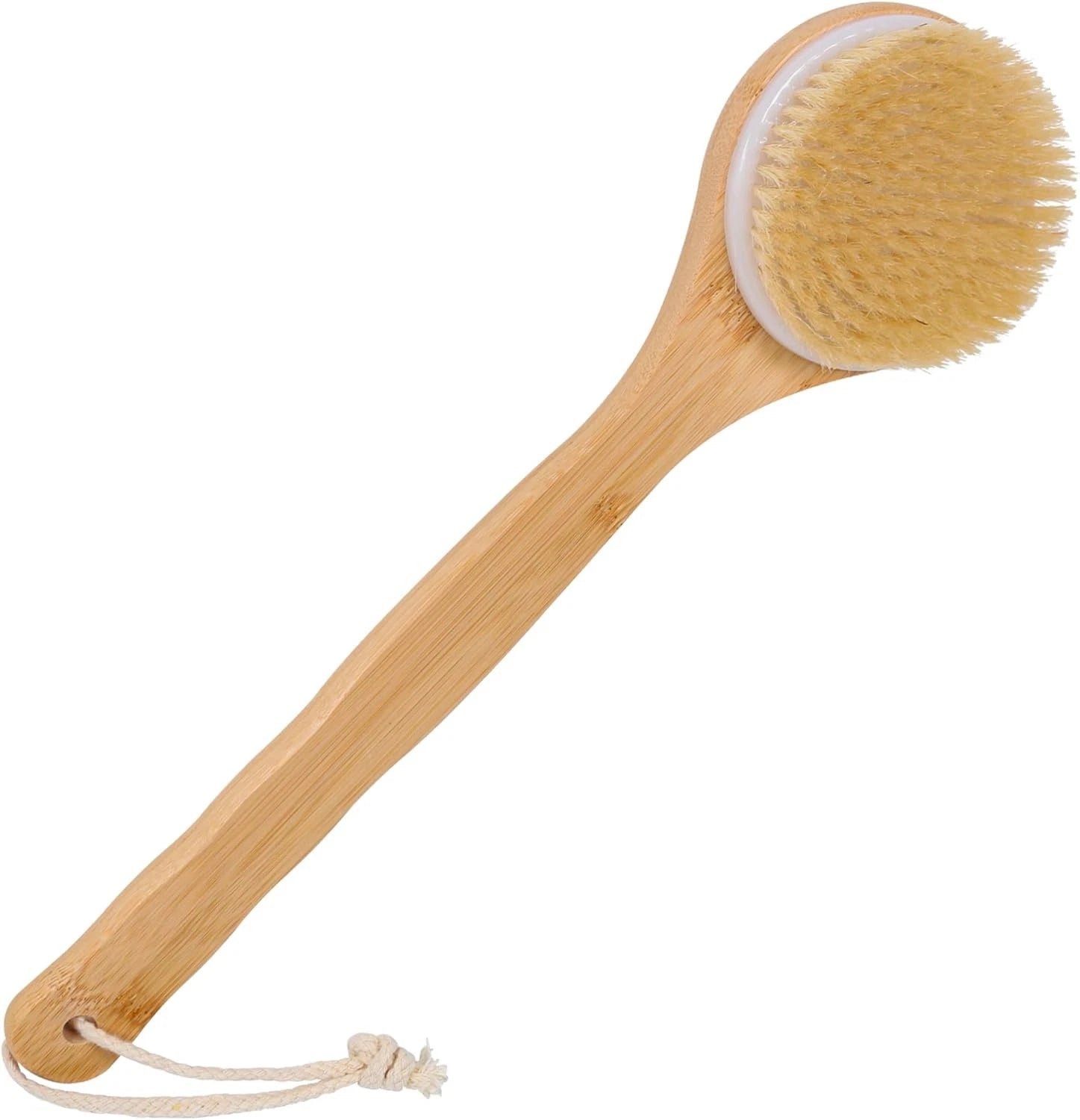 Back Scrubber Brush for Shower, Bamboo Long Handle Body Brush for Men Women