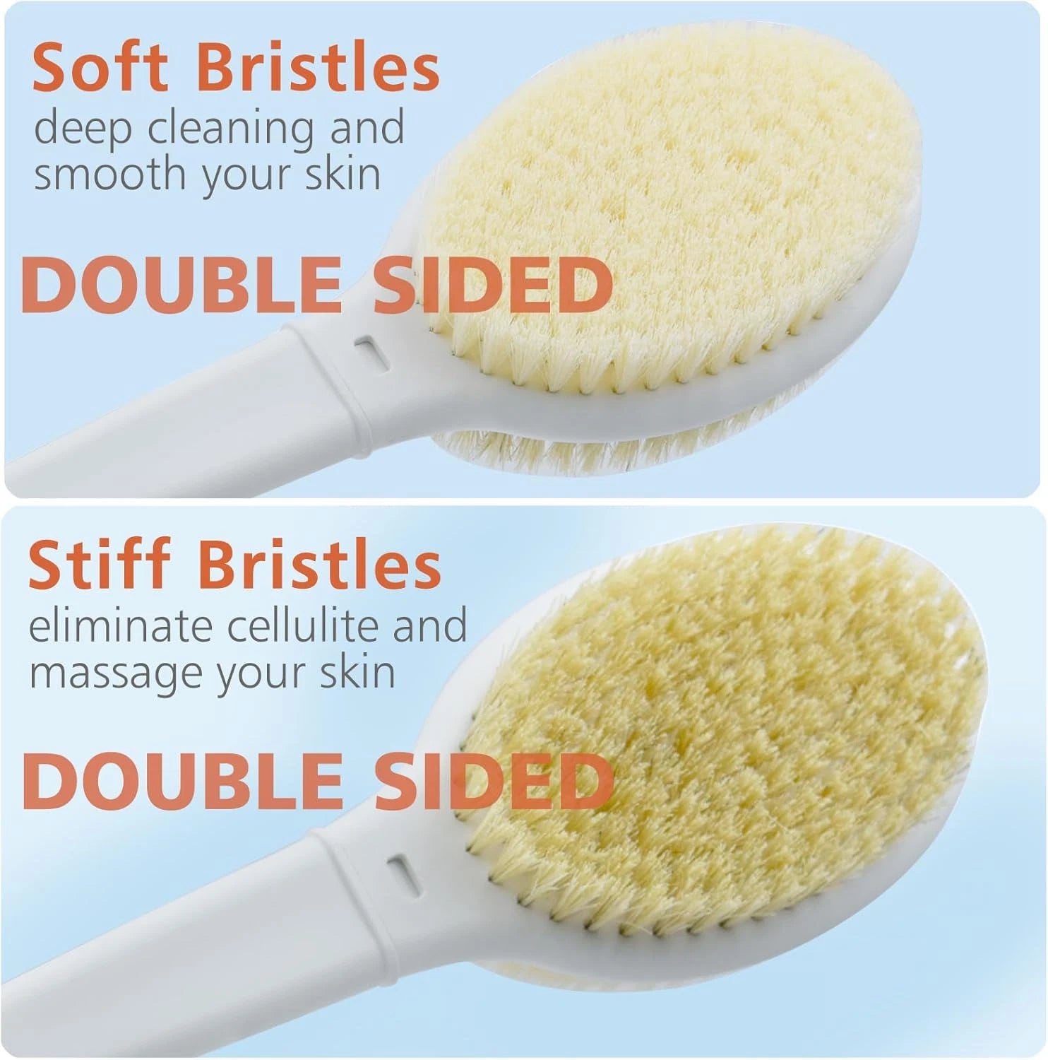 20.5" Extra Long Handle Back Scrubber Bath Brush for Shower, Dual-Sided with Sof