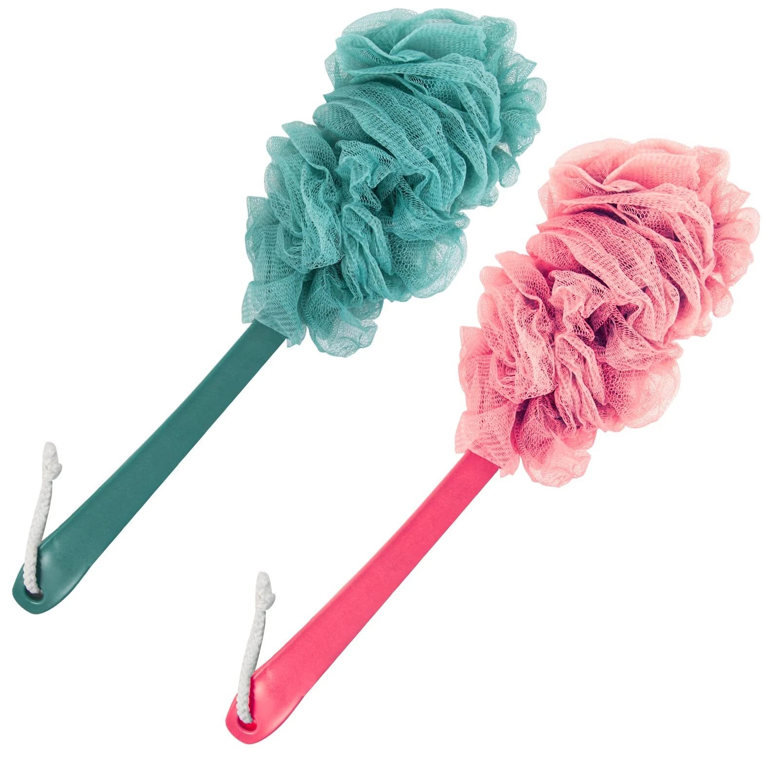 2 Pack Body Brush Back Scrubber for Shower Bath Back Scrubber with Soft Loofah