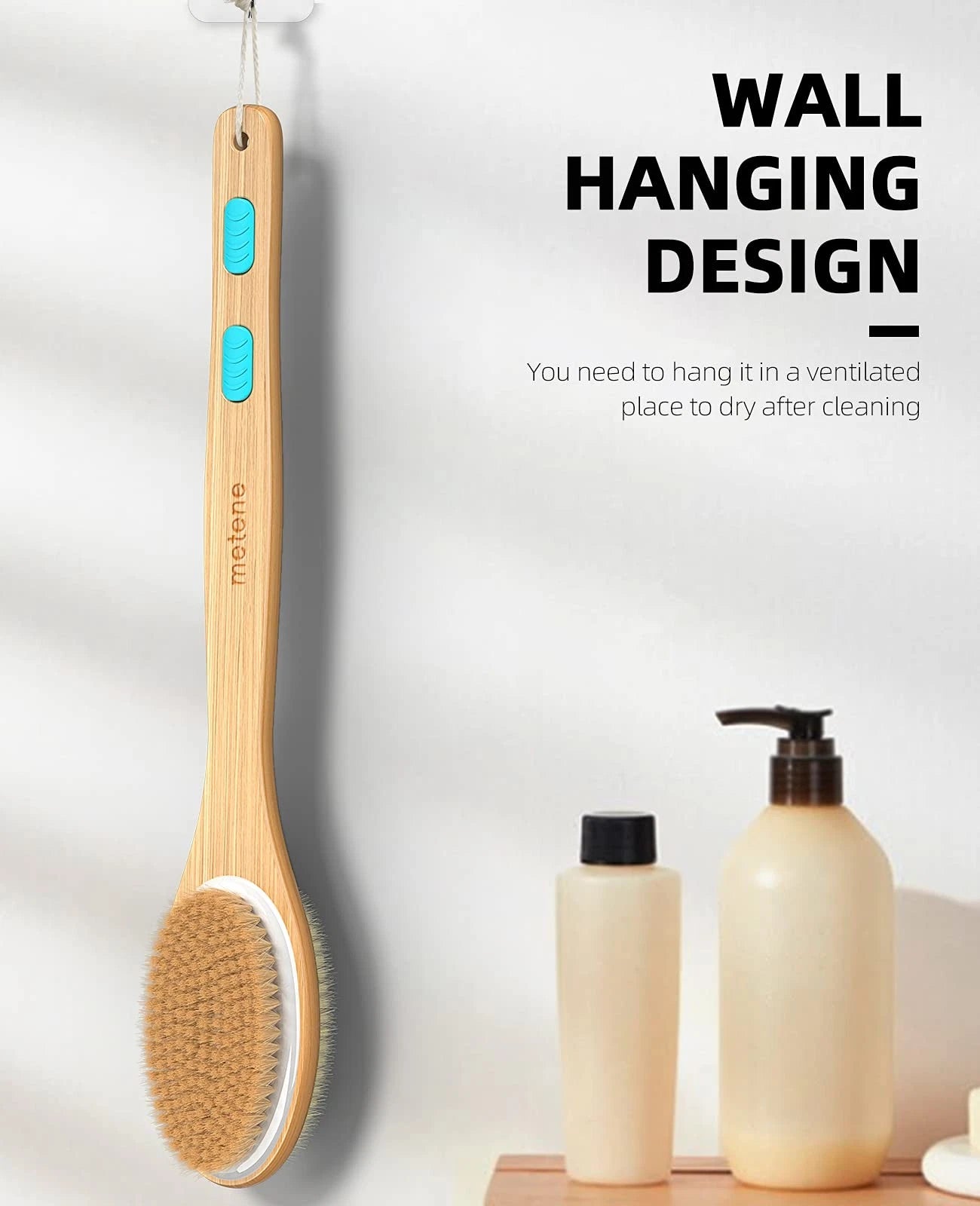2 Pack Shower Brush with Soft and Stiff Bristles, Bath Dual-Sided Long Handle...