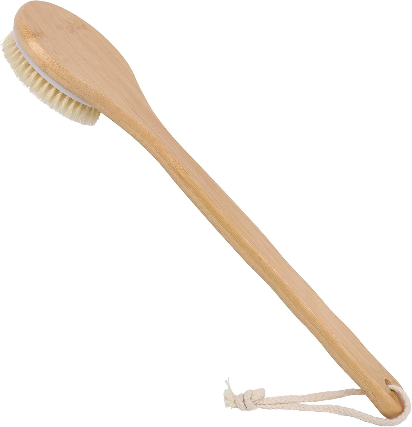 Back Scrubber Brush for Shower, Bamboo Long Handle Body Brush for Men Women