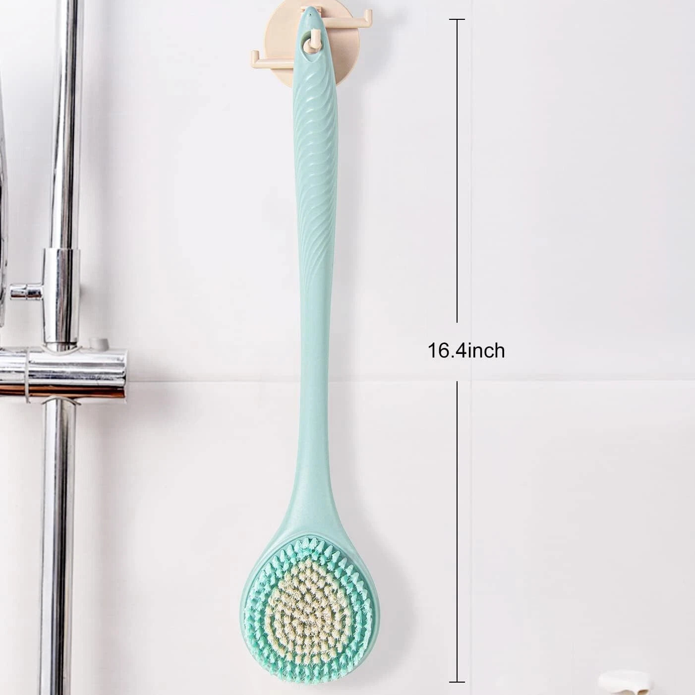 Back Scrubber for Shower - Long Handle Bath Brush 16.4 inches with Soft Brist...