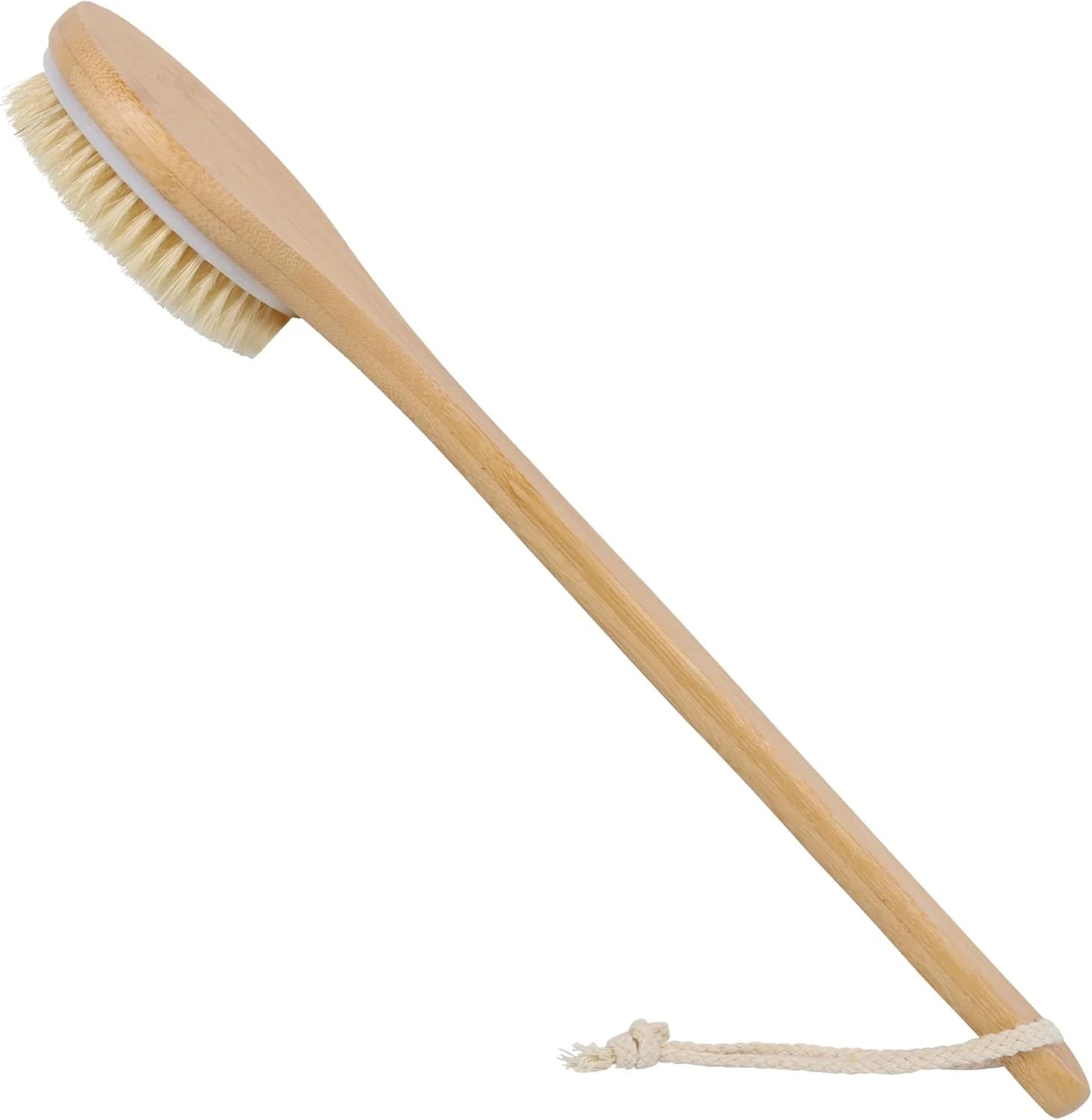 Back Scrubber Brush for Shower, Bamboo Long Handle Body Brush for Men Women