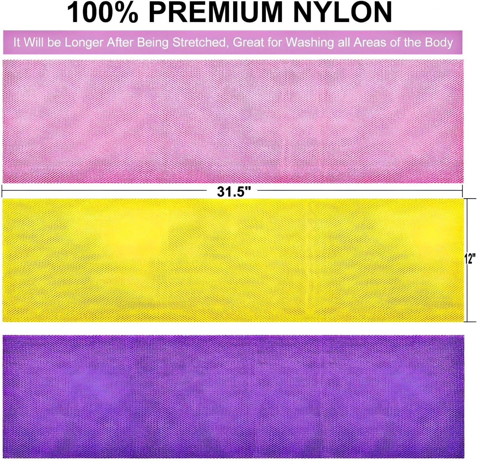 3Pcs African Exfoliating Net Sponge Long Bath Scrubber Deep Body Cleaning Tool