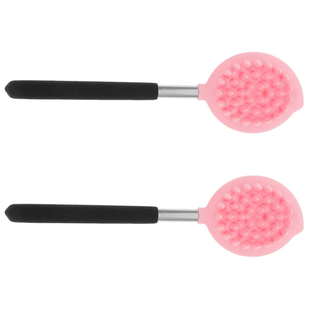 2 Pcs Bath Brush Child Long Handle Body Scrubber Ergonomic Silicone