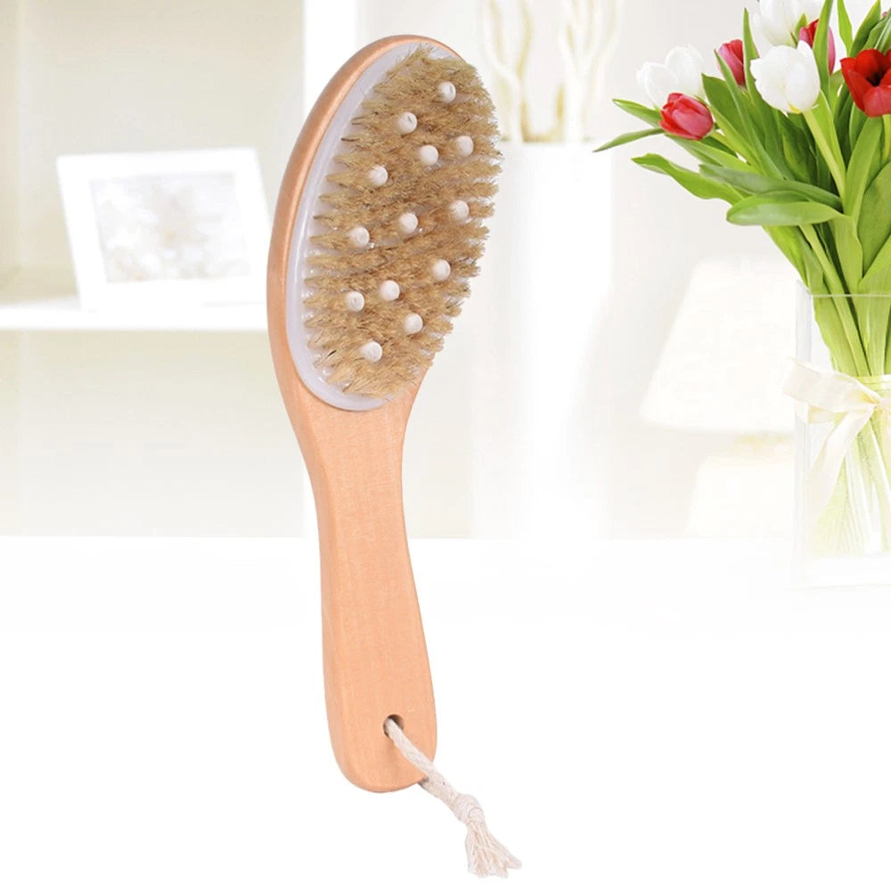 Body Brush Scrub Wood Back Shower Exfoliator Scrubber Dry Skin for