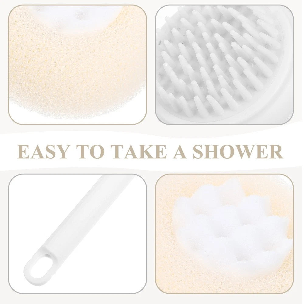 Bath Brush Sponge Back Scrubber with Handle Adaptive Shower Brushes