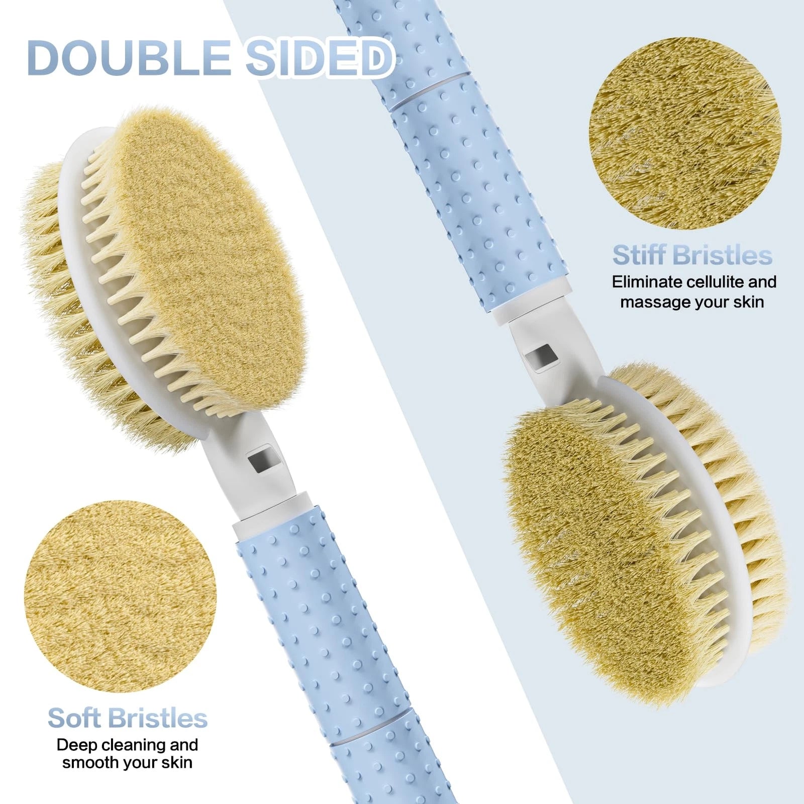 Back Brush Long Handle Shower Bath Scrubber Body With Soft Bristles Stiff