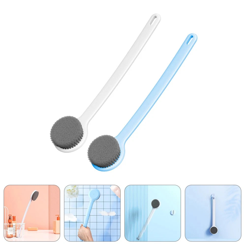 2 Pcs Bath Brush Shower Scrubber for Body Long-handled Back Cleaning Scrubbers