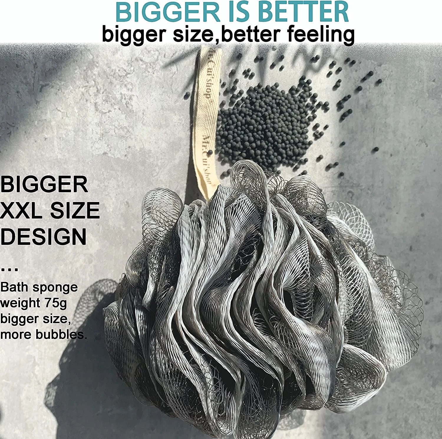 2 Pcs/Set Charcoal Exfoliating Loofah Bath Back Brush on a Stick - Long Handle