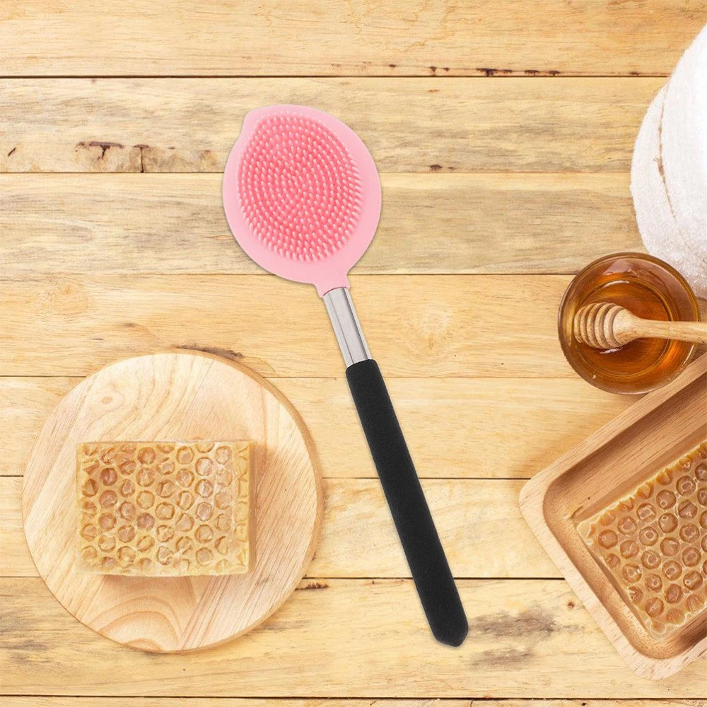 2 Pcs Bath Brush Child Long Handle Body Scrubber Ergonomic Silicone