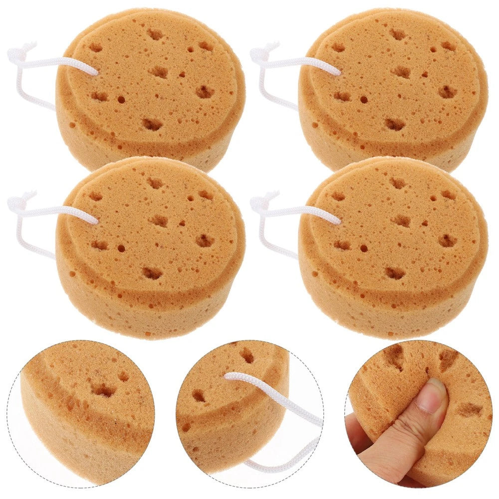 4 Pcs Bath Sponge Round Scrub Shower Loofah Sponges Scrubber for Body