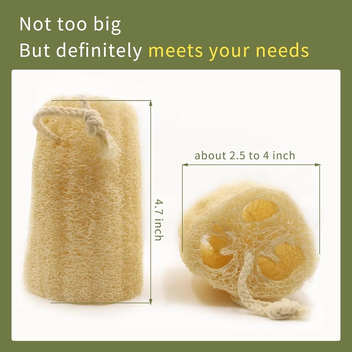 4 Natural Loofah Sponge, Real Egyptian Bath & Shower Exfoliating Body Scrubber