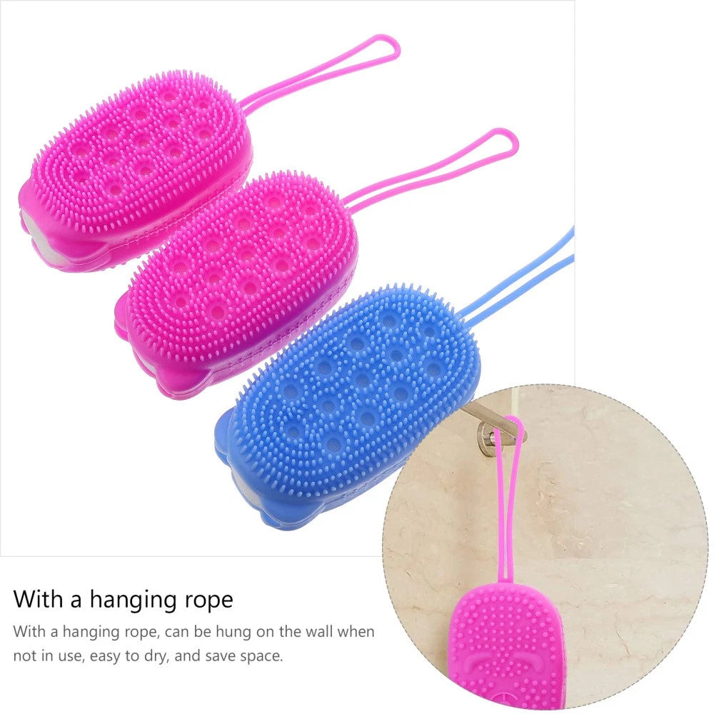 3 Pcs Bath Brush Body Scrubber Exfoliator Silicone Men Shower for