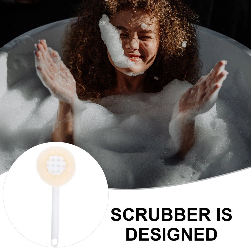Bath Brush Sponge Back Scrubber with Handle Adaptive Shower Brushes