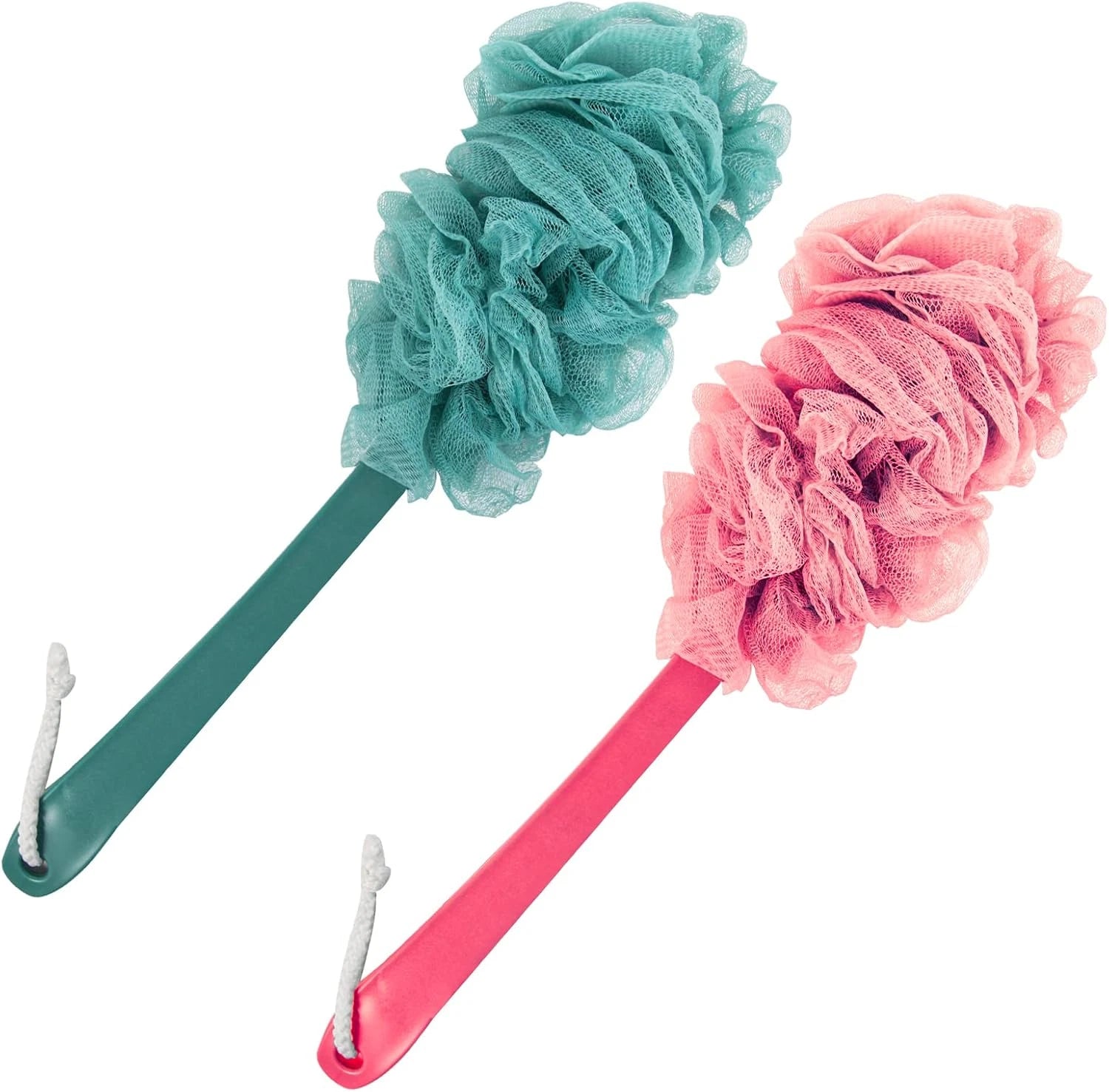 2Pack Back Scrubber for Shower, Loofah Sponge Brush Exfoliating Body, Long Handl