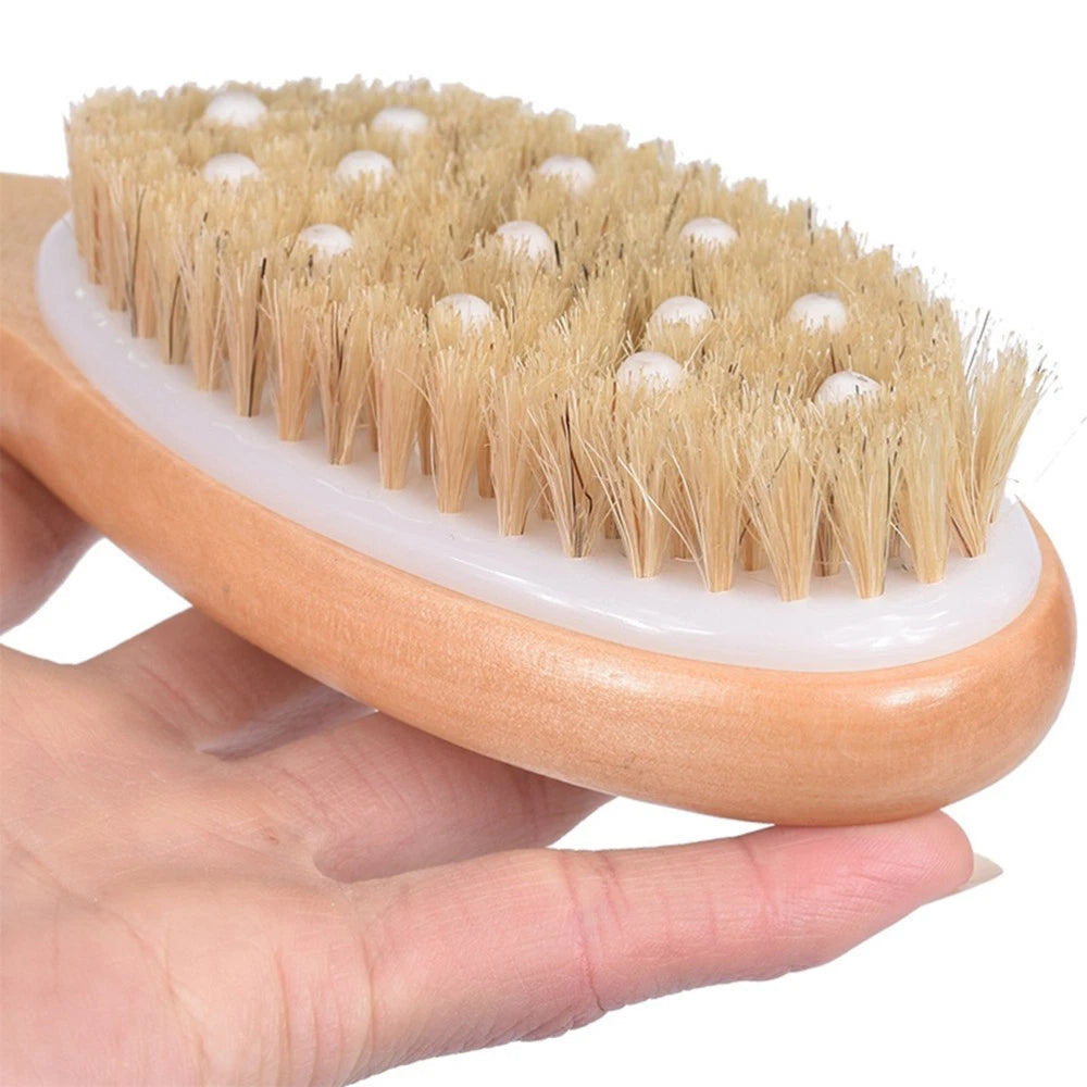 Body Brush Scrub Wood Back Shower Exfoliator Scrubber Dry Skin for