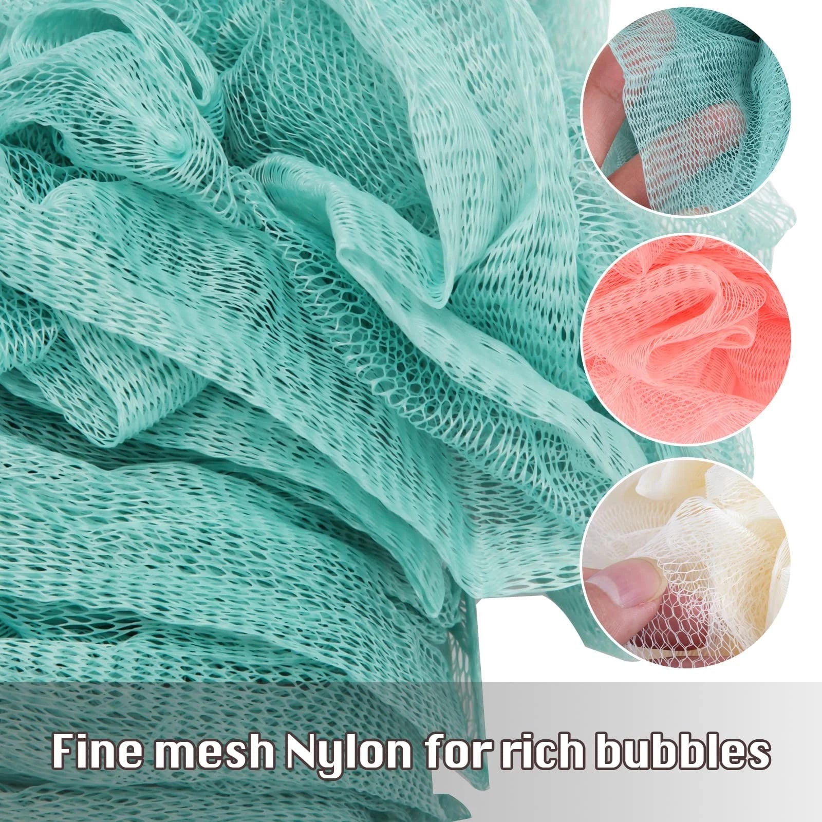 2Pack Back Scrubber for Shower Dual-Sided Loofah on a Stick as Shower Brush E