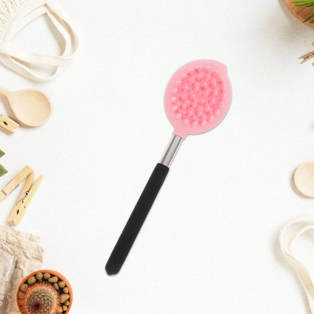 2 Pcs Bath Brush Child Long Handle Body Scrubber Ergonomic Silicone