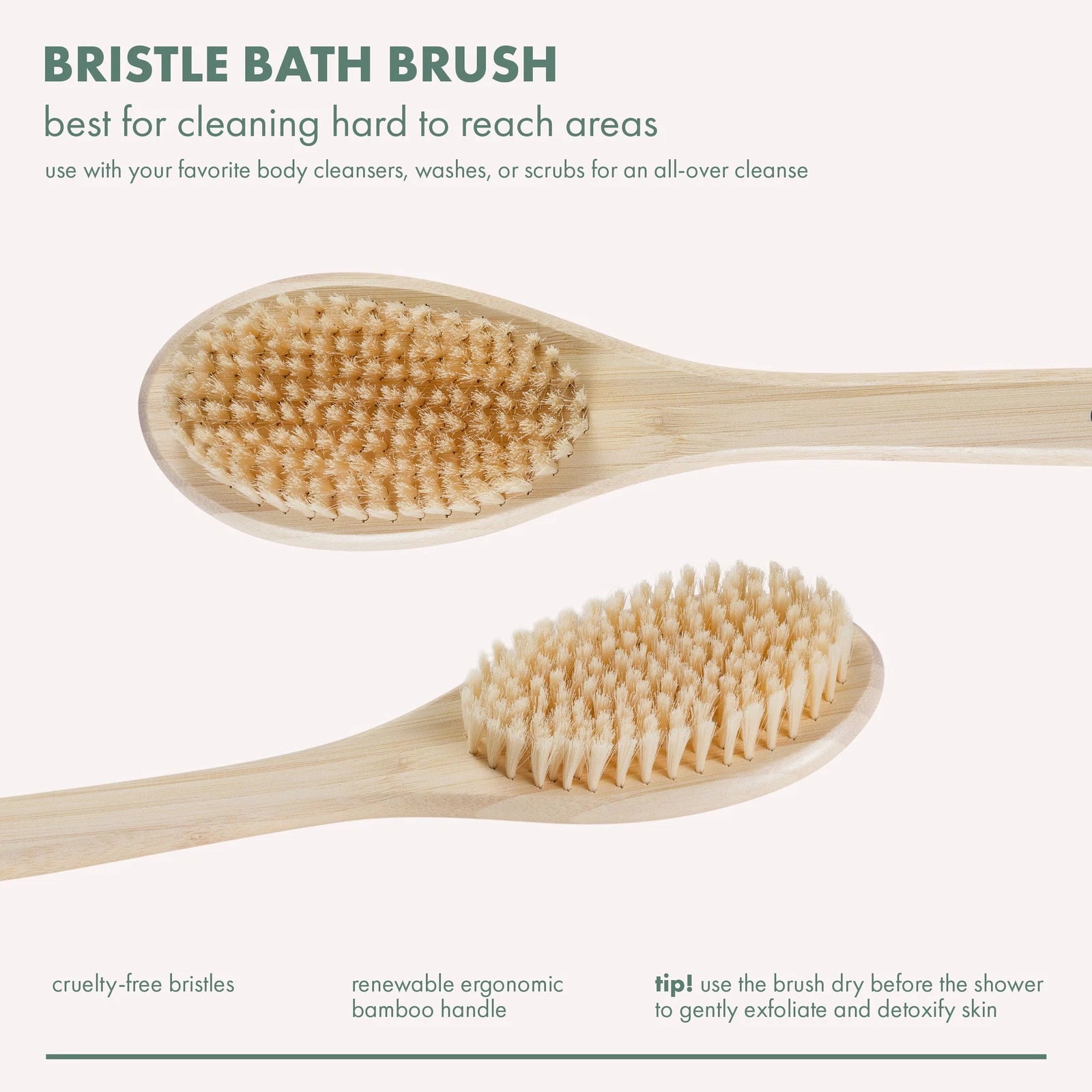 Bath Bristle Brush, for Cleansing & Exfoliating, Synthetic Bristles, Brown