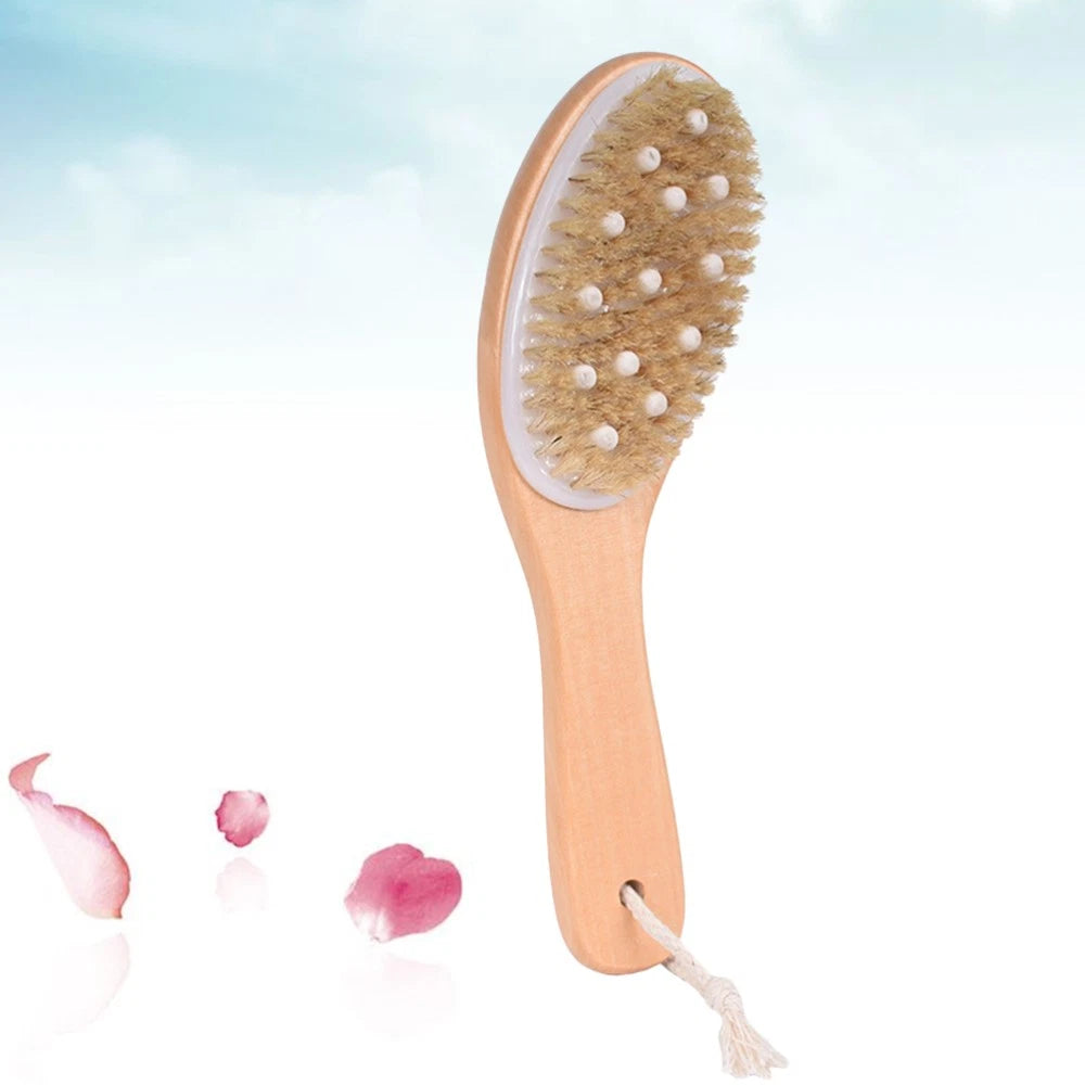 Body Brush Scrub Wood Back Shower Exfoliator Scrubber Dry Skin for