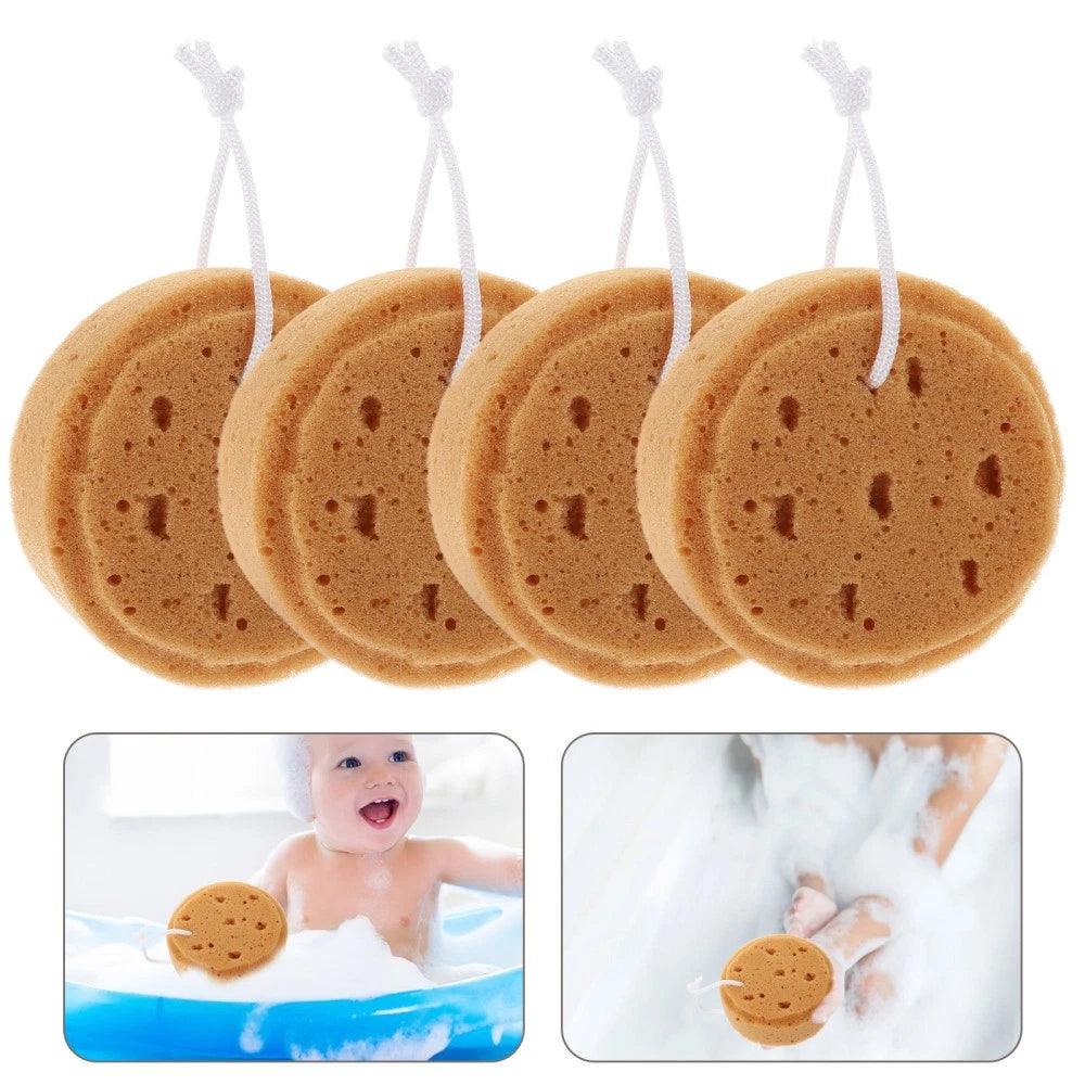 4 Pcs Bath Sponge Round Scrub Shower Loofah Sponges Scrubber for Body
