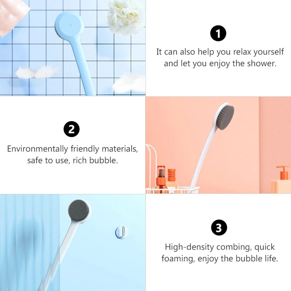 2 Pcs Bath Brush Shower Scrubber for Body Long-handled Back Cleaning Scrubbers
