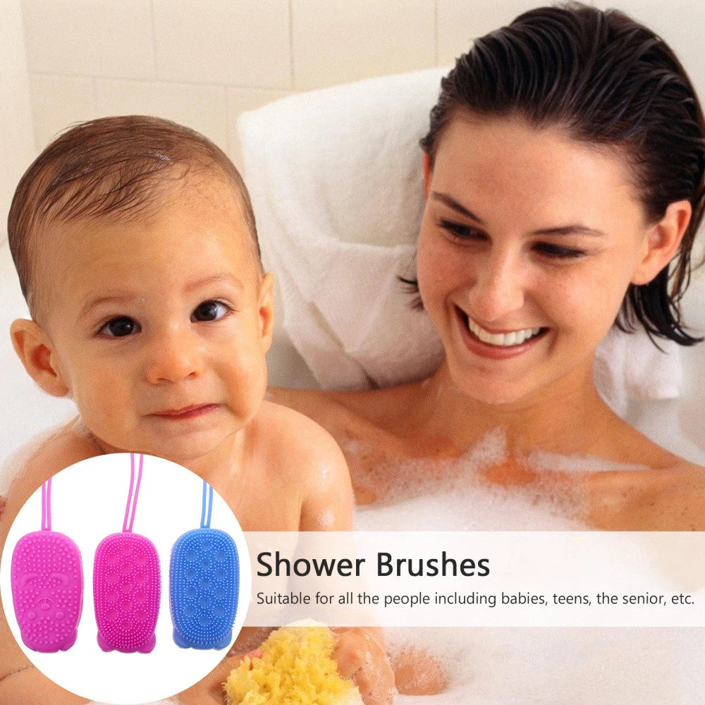 3 Pcs Bath Brush Body Scrubber Exfoliator Silicone Men Shower for