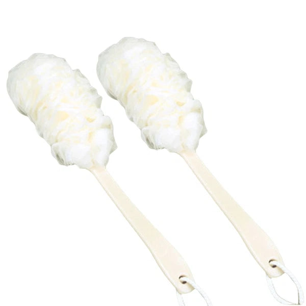 2 Pcs Rub The Back Bath Flowers Body Scrubber with Extending Handle Brush