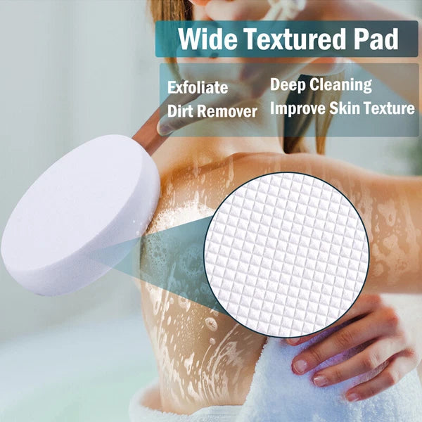 Body Brush Shower Scrubber Lotion Applicator Sponge Bath Back Brush Long Handle