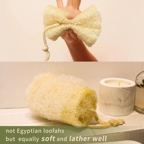 4 Natural Loofah Sponge, Real Egyptian Bath & Shower Exfoliating Body Scrubber