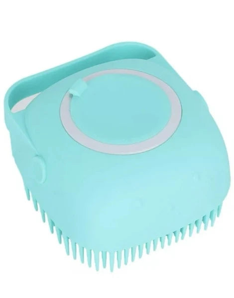 Bath Massage Brush With Soap And Shampoo Dispenser Soft Silicone Bristle.