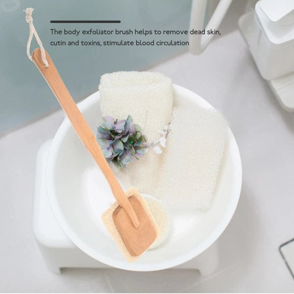 Back Massage Brush Body Scrubber Exfoliating with Handles Long Bath