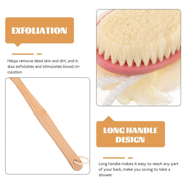 Back Massage Brush Body Scrubber with Handle Brushes Exfoliating