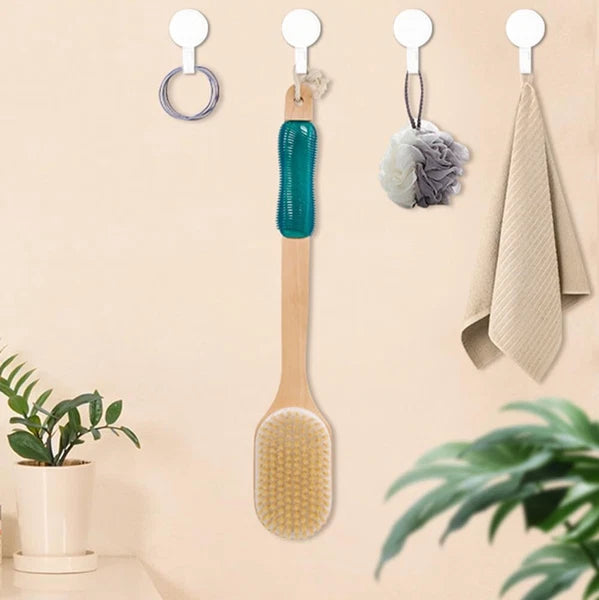 Back Scrubber with Wooden Handle Stiff Boar Bristles Bath Brush for Shower
