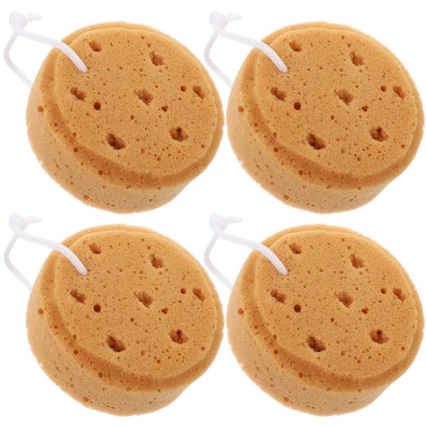 4 Pcs Bath Sponge Round Scrub Shower Loofah Sponges Scrubber for Body