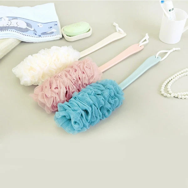 2 Pcs Rub The Back Bath Flowers Body Scrubber with Extending Handle Brush