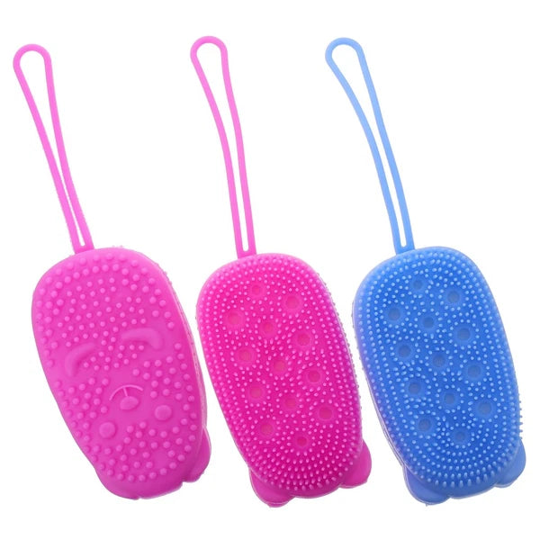 3 Pcs Bath Brush Body Scrubber Exfoliator Silicone Men Shower for