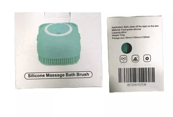 Bath Massage Brush With Soap And Shampoo Dispenser Soft Silicone Bristle.