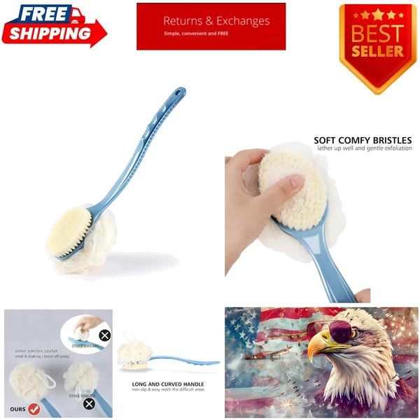 Blue Shower Body Brush for Wet or Dry Use - Exfoliate & Stimulate Circulation