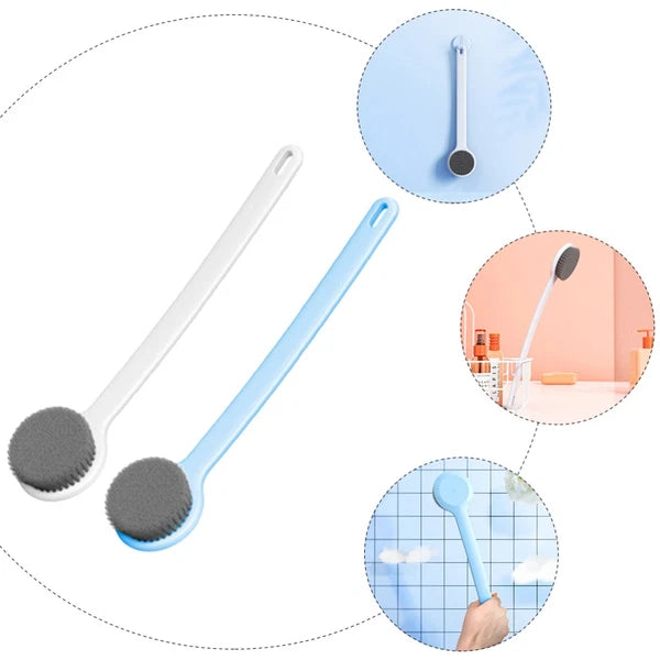 2 Pcs Bath Brush Shower Scrubber for Body Long-handled Back Cleaning Scrubbers