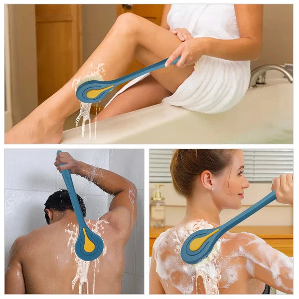 14.7" Long Handle Bath Brush Soft Bristle Back Body Skin Shower Washing Scrubber