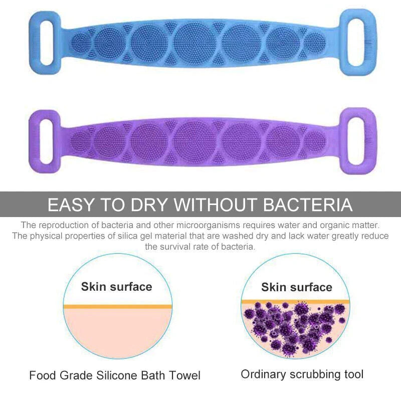 Silicone Exfoliating Back Scrubber Body Cleaning For Bath Shower Belt Brush Tool