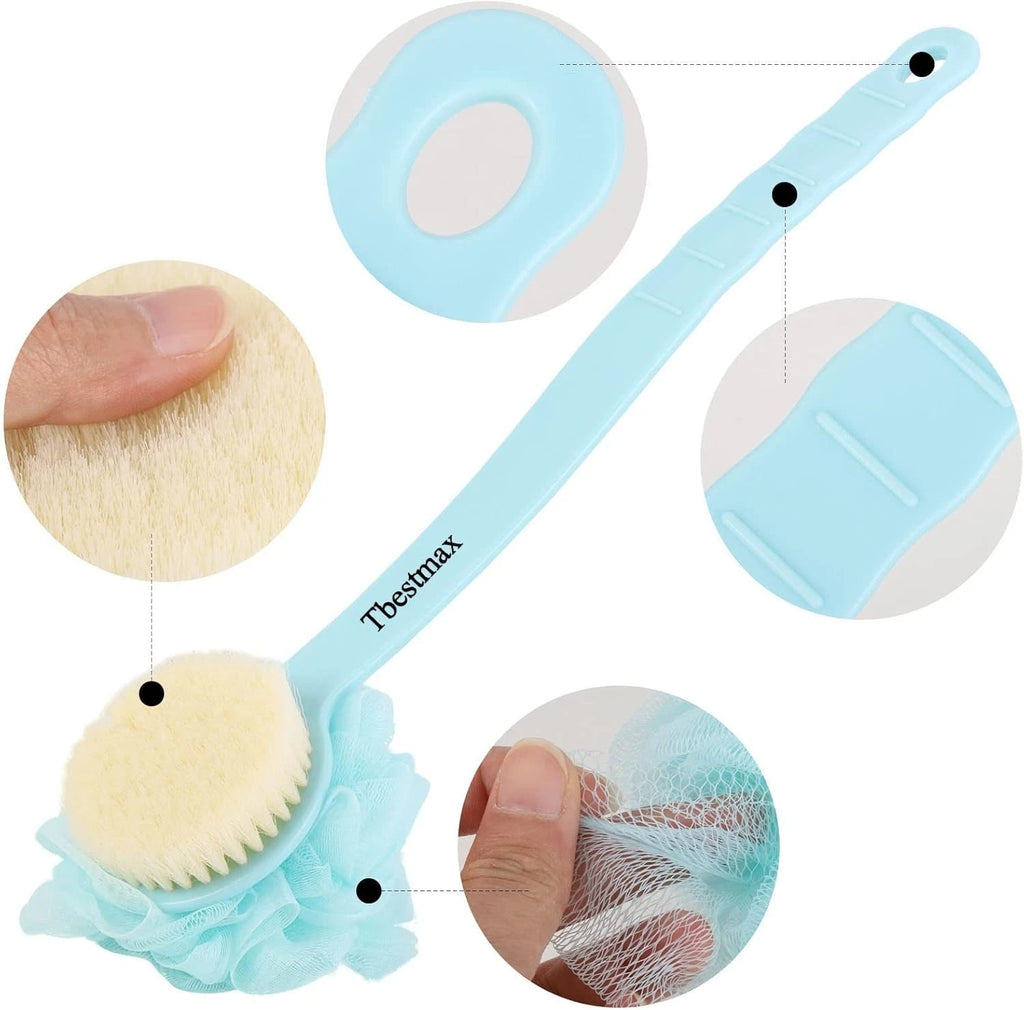 Loofah Back Scrubber Long Handle Shower Body Brush with Soft Mesh Sponge for ...