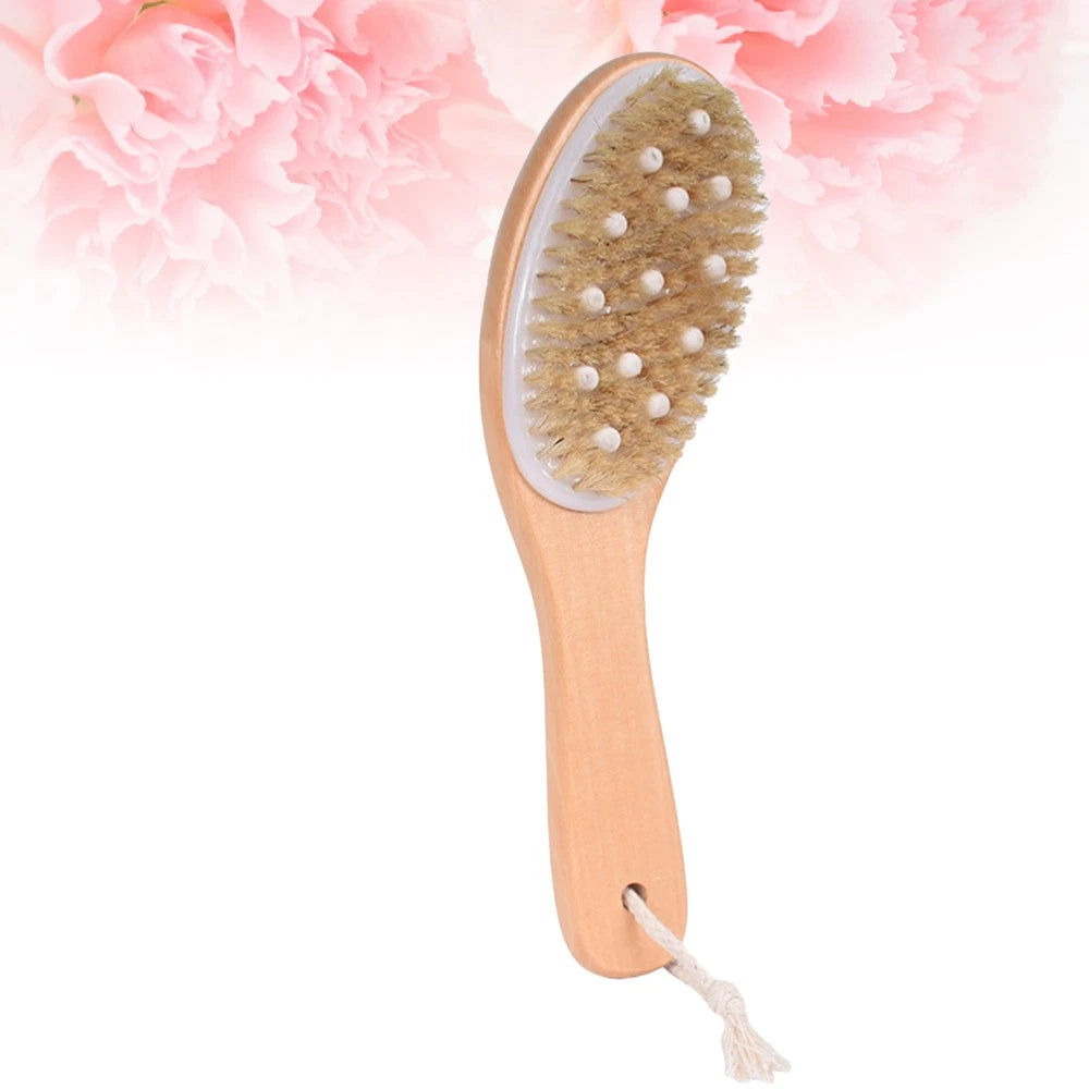 Body Brush Scrub Wood Back Shower Exfoliator Scrubber Dry Skin for