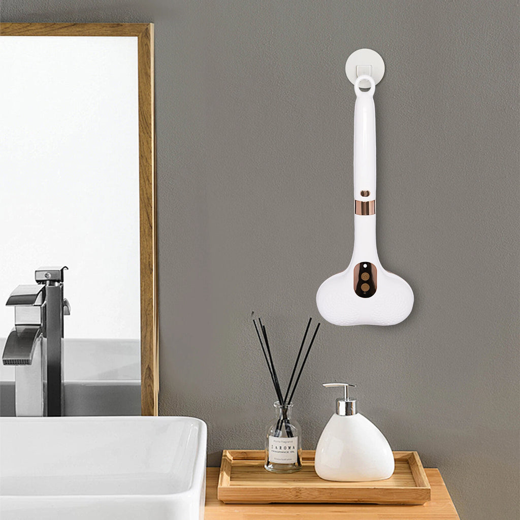 Electric  Long Handle Shower Brush 2 Head Rechargeable Body Brush Back Scrubber