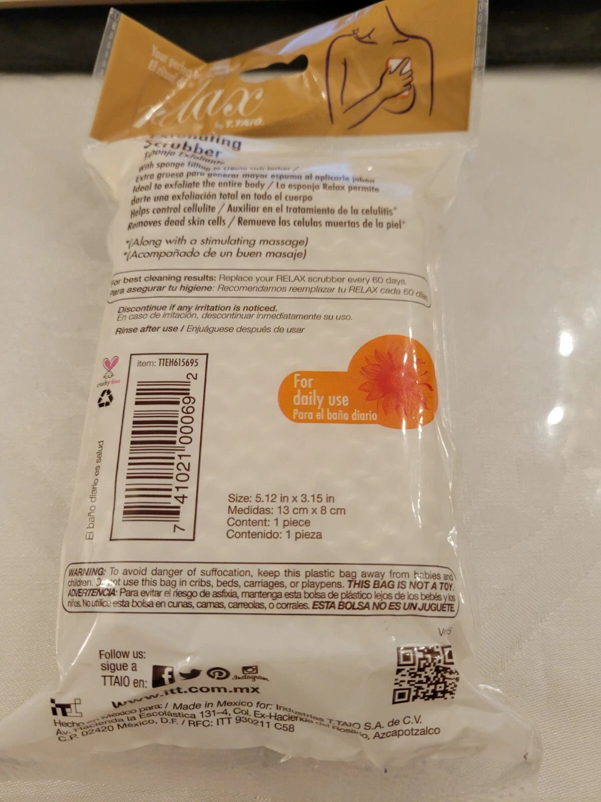 Lot/3 pcs  RELAX by T.TAIO Perfect Bath Ritual Exfoliating skin Body Scrubber