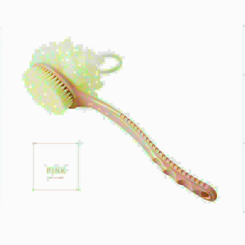 New Long Handle Back Brush Scrubber 2 In 1 Bath Puff Rich Bubbles Shower Sponge